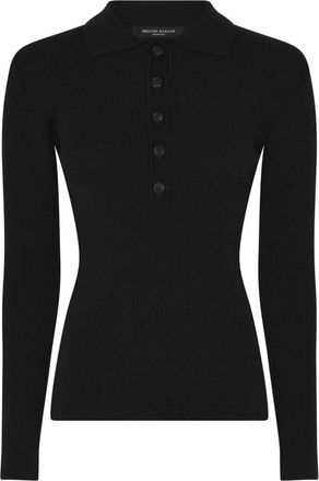 Bruuns Bazaar Anemone BBValea gebreide polo - Dames - Ronde hals truien - Zwart - XS - Truien & Vesten