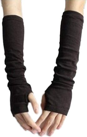 Bluelans Fashion Womens Knit Wrist Arm Warmer Fingerless Hand Long Mitten Gloves Wamer Long Fingerless Gloves (Coffee)