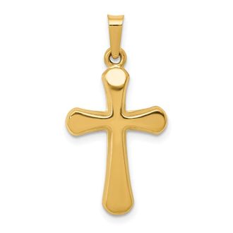 Diamond2Deal 14k Yellow Gold Polished Rounded Cross Pendant
