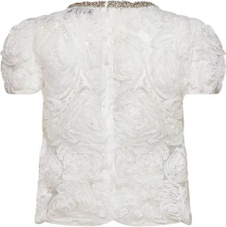 Self Portrait Womens Sequin Tulle And Lace Top - White Tops
