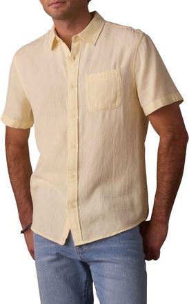 The Normal Brand Freshwater Short Sleeve Button-Up Shirt in Summer Yellow Check at Nordstrom, Size X-Large