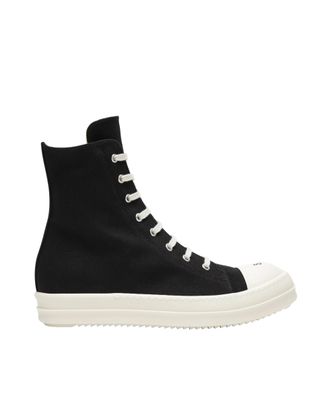 Rick Owens Black High-Top Canvas Sneakers