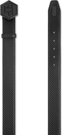 Philipp Plein Leather Belt Hexagon Men in Black/white at Nordstrom, Size 85