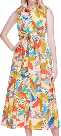 Jade Yoga Wrap Midi Dress In Jungle Flight