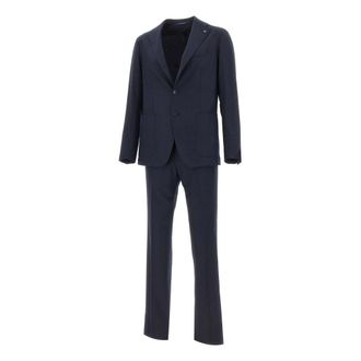 Tagliatore Single Breasted Suits, male, Blue, Size: 2XL Single-Breasted Wool and Cashmere Suit