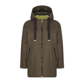 Herno Parkas, female, Green, Size: XL Ruffled Flared Coat
