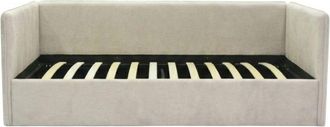 Muemue Cama Tapizada Con Almacenamiento Aglomerado Beige 74x202x102cm