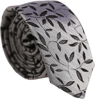 Dolce & Gabbana Leaf-Pattern Silk Necktie - Gray