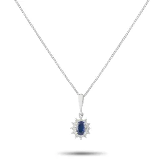 Luxury Bazaar Platinum 0.15ct Diamond and Sapphire Pendant Necklace MF22-041326