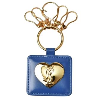 Saint Laurent Pre-owned Accessories, female, Blue, Size: ONE SIZE Pre-owned Canvas Key-holder