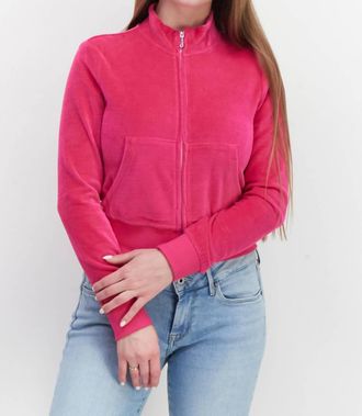 Juicy Couture Long Sleeve Full Zip Solid Sweatshirt In Free Love