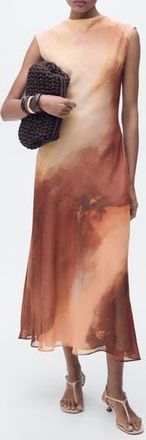 Mango Gradient Pattern A-Line Dress in Peach at Nordstrom Rack, Size 2