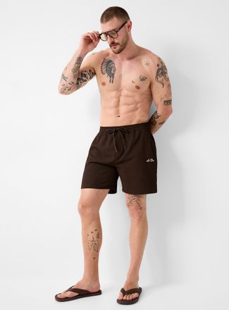 Les Deux Mens Cocoa seersucker swim trunk