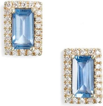 Meira T Blue Sapphire & Diamond Stud Earrings in Yellow/blue at Nordstrom