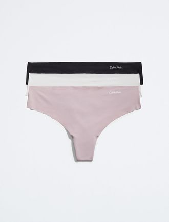 Calvin Klein Womens Invisibles 3-Pack Thong - Multi - XS