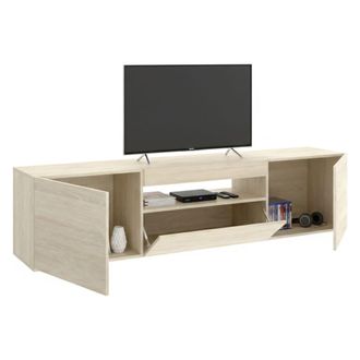 Dmora Mueble Tv Burley, 2 Estantes, 3 Puertas, 4 Compartimentos, 42x200x48h Cm Roble Marr&oacute;n