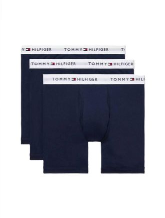 Tommy Hilfiger Mens 3-Pack Cotton Classic Boxer Brief In Navy