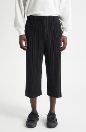 Homme Pliss&eacute; Issey Miyake Monthly Colors May Pleated Crop Pants in Black at Nordstrom, Size 3