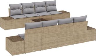 vidaXL Vidaxl - Garden Sofa Set 7 pcs Beige and light grey 55 x 55 x 37 cm