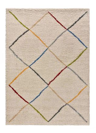 Atticgo Alfombra de pelo largo blanco/multicolor 190x280 cm