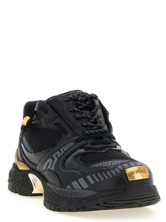 Versace Mesh and Leather with Medusa Detail Sneaker - Black