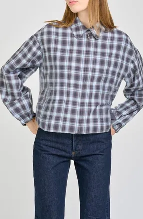 Wayf Adeline Plaid Bomber Jacket in Blue at Nordstrom, Size X-Small