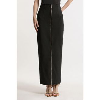 Karen Millen Figure Form Zip Maxi Skirt in Black at Nordstrom, Size Medium