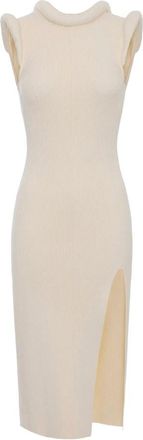 Elisabetta Franchi Gebreide jurk met 3D-details - Dames - Jurken - Beige - Maat: XS Viscose