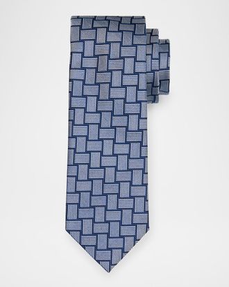 Brioni Mens Basketweave Silk Tie