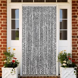 vidaXL Vidaxl - Cortina Antimoscas Chenilla Gris Negro Y Blanco 100x230 Cm