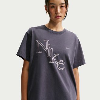 Nike Womens Nike Sportswear Classic Oversized T-Shirt in Grey | IM6426-013