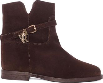 Via Roma 15 buckle-strap suede boots - women - Leather/Leather/Fabric/Rubber - 41 - Brown