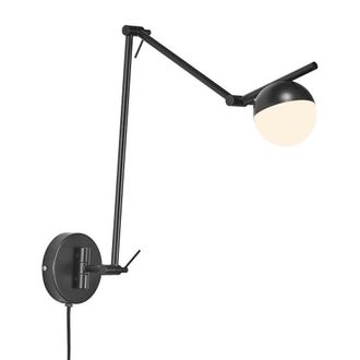 Nordlux Aplique de pared negro estructura orientable con interruptor en cable