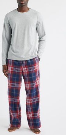 Nordstrom Flannel Pajamas in Grey/Navy Lane Plaid at Nordstrom Rack, Size Medium