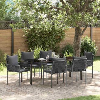 vidaXL Conjunto De Comedor De Jard&iacute;n 7 Pcs Negro Y Gris Vidaxl