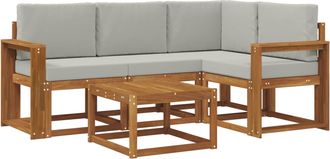 vidaXL Conjunto De Sof&aacute;s De Exterior 5 Uds. Natural Y Gris Claro Vidaxl