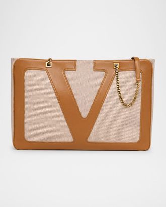 Valentino Garavani Viva Superstar Large VLOGO Canvas Tote Bag