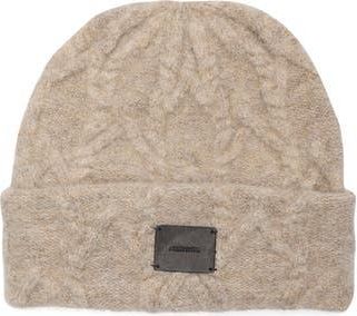 AllSaints Cable Knit Beanie in Ganache Brown Marl at Nordstrom Rack