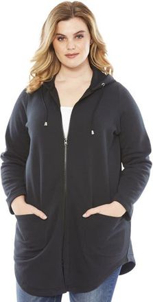 Roaman's Fleece Zip Hoodie Sweatshirt in Black at Nordstrom, Size Medium
