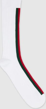 Gucci Cotton Socks With Web, Size L, White