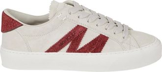 Moncler Schoenen, Dames, Beige, 38 EU, Leer, Monaco 2 Leather Trainers
