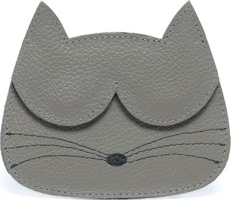 Sarah Chofakian Cat-face leather card holder - women - Leather - One Size - Grey