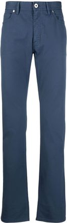 Brioni straight-leg jeans - men - Cotton/Cotton/Spandex/Elastane/Calf Leather - 48 - Blue