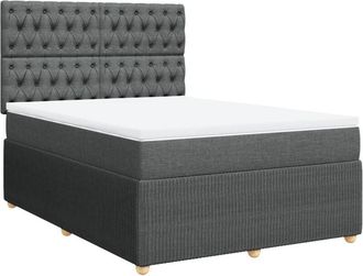 vidaXL Cama Box Spring Con Colch&oacute;n Tela Gris Oscuro 140x200 Cm Vidaxl