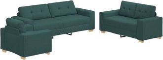 vidaXL Vidaxl - Sofa Set with Cushion with Pillow 3 pcs Dark Green Fabric