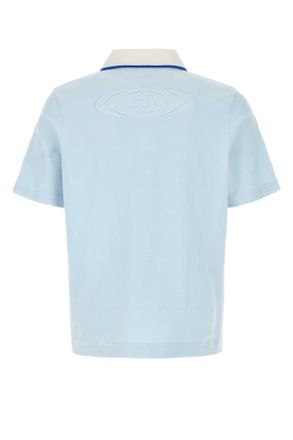 Casablanca Mens Pastel Light Blue Velvet Polo Shirt Clubicon Exterior: Cotton Nylon