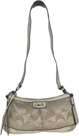 Coach Pre-owned Shoulder Bags, female, Beige, Size: ONE SIZE Pre-owned Canvas Shoulder Bag