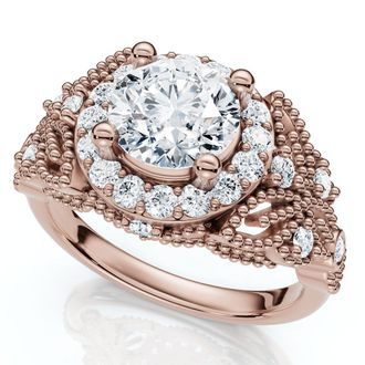 Pompeii3 1Ct Vintage Accent Halo Diamond Engagement Ring 14k Gold or Platinum Lab Grown