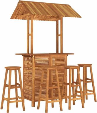 vidaXL Vidaxl Juego Muebles De Bar De Jard&iacute;n 5 Piezas Madera Maciza De Acacia