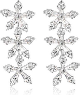 Jessica Simpson Crystal Snowflake Drop Earrings in Silver at Nordstrom